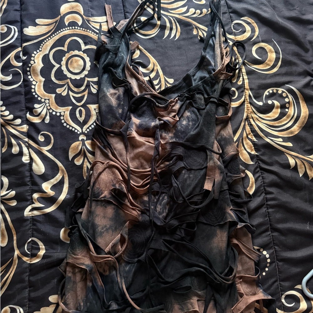 Fashion Nova Black and Brown Mini Dress